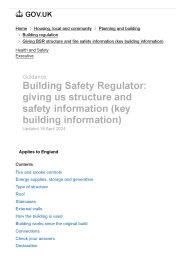 Building Safety Regulator: giving us structure and safety information (key building information)