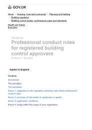 Professional conduct rules for registered building control approvers