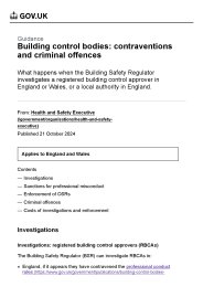 Building control bodies: contraventions and criminal offences