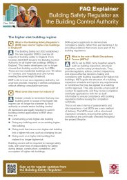 FAQ Explainer. Building Safety Regulator as the Building Control Authority