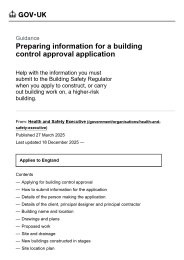Preparing information for a building control approval application