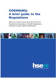 COSHH(NI): a brief guide to the Regulations. What you need to know about the Control of Substances Hazardous to Health Regulations (Northern Ireland) 2003 (COSHH(NI))