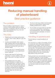 Reducing manual handling of plasterboard. Best practice guidance (revised 2018)