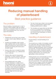 Reducing manual handling of plasterboard. Best practice guidance (revised 2018)