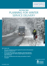 NWSRG practical guide for winter service. Section Two. Planning for winter service delivery