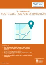 NWSRG practical guide for winter service. Section Thirteen. Route selection and optimisation