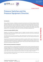 Pressure switches and the Pressure Equipment Directive