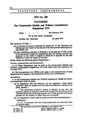Construction (Health and Welfare) (Amendment) Regulations 1974
