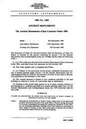 Ancient Monuments (Class Consents) Order 1981