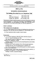 Building (Prescribed Fees etc.) Regulations 1985