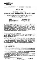Nuclear Installations Act 1965 etc. (Repeals and Modifications) Regulations 1974