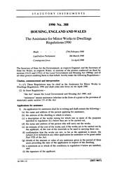 Assistance for Minor Works to Dwellings Regulations 1990