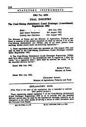 Coal-Mining (Subsidence) (Land Drainage) (Amendment) Regulations 1962
