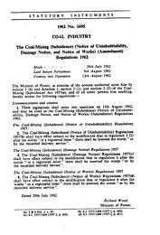 Coal-Mining (Subsidence) (Notice of Uninhabitability, Damage Notice, and Notice of Works) (Amendment) regulations 1962