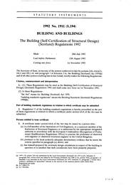 Building (Self-Certification of Structural Design) (Scotland) Regulations 1992 (S.194)
