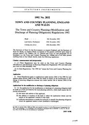Town and Country Planning (Modification and Discharge of Planning Obligations) Regulations 1992