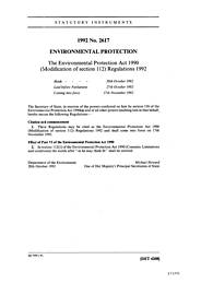 Environmental Protection Act 1990 (Modification of Section 112) Regulations 1992