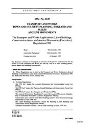 Transport and Works Applications (Listed Buildings, Conservation Areas and Ancient Monuments Procedure) Regulations 1992