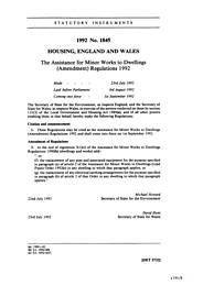 Assistance for Minor Works to Dwellings (Amendment) Regulations 1992