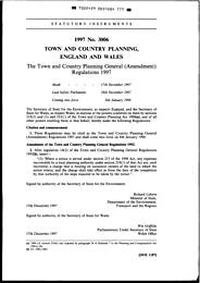 Town and Country Planning General (Amendment) Regulations 1997