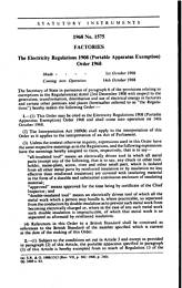 Electricity Regulations 1908 (Portable Apparatus Exemption) Order 1968