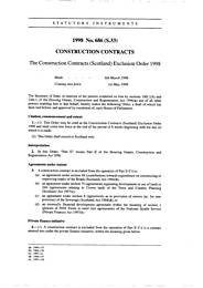 Construction Contracts (Scotland) Exclusion Order 1998. (S.33)