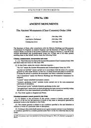 Ancient Monuments (Class Consents) Order 1994