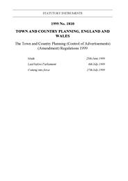 Town and Country Planning (Control of Advertisements) (Amendment) Regulations 1999