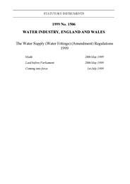 Water Supply (Water Fittings) (Amendment) Regulations 1999