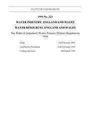 Water (Compulsory Works Powers) (Notice) Regulations 1999