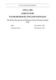 Water (Prevention of Pollution) (Code of Practice) Order 1998