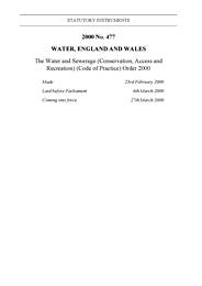 Water and Sewerage (Conservation, Access and Recreation) (Code of Practice) Order 2000