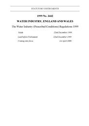 Water Industry (Prescribed Conditions) Regulations 1999