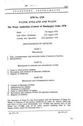Water Authorities (Control of Discharges) Order 1978