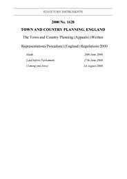 Town and Country Planning (Appeals) (Written Representations Procedure) (England) Regulations 2000
