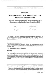 Town and Country Planning (Costs of Inquiries etc.) (Examination in Public) (England) Regulations 2000