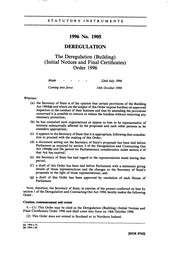 Deregulation (Building) (Initial Notices and Final Certificates) Order 1996