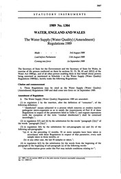 Water Supply (Water Quality) (Amendment) Regulations 1989