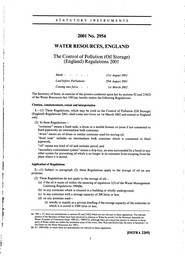 Control of Pollution (Oil Storage) (England) Regulations 2001