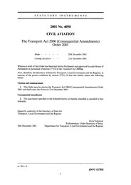 Transport Act 2000 (Consequential Amendments) Order 2001