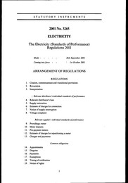 Electricity (Standards of Performance) Regulations 2001