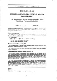 Transport Act 2000 (Commencement No 9 and Transitional Provisions) Order 2002