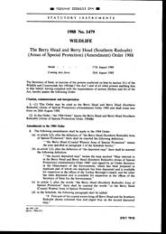 Berry Head and Berry Head (Southern Redoubt) (Areas of Special Protection) (Amendment) Order 1988