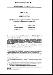 Environmentally Sensitive Areas Designation (England) (Amendment) Order 1988