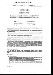 Environmentally Sensitive Areas (Cambrian Mountains - Extension) Designation Order 1987