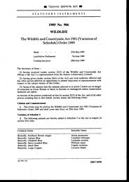 Wildlife and Countryside Act 1981 (Variation of Schedule) Order 1989