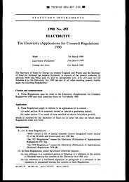 Electricity (Applications for Consent) Regulations 1990