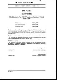 Electricity Act 1989 (Variation of Section 34(1) (a)) Order 1990