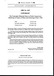 Copyright (Material Open to Public Inspection) (Marking of Copies of Plans and Drawings) Order 1990