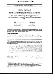 Town and Country Planning (Control of Advertisements) (Scotland) Amendment regulations 1992 (S.168)